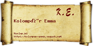 Kolompár Emma névjegykártya