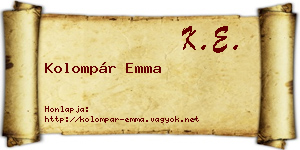 Kolompár Emma névjegykártya